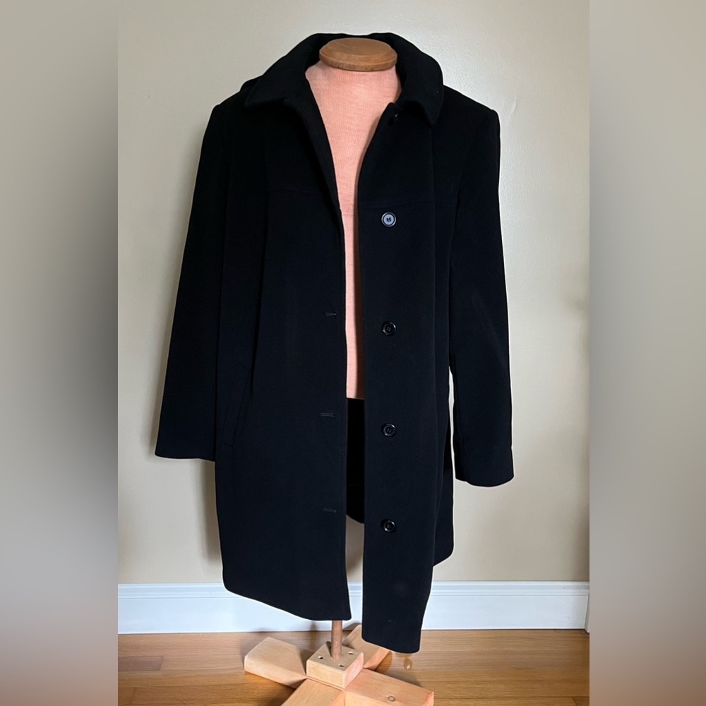 Women’s Black Pea Coat With Removable Hood